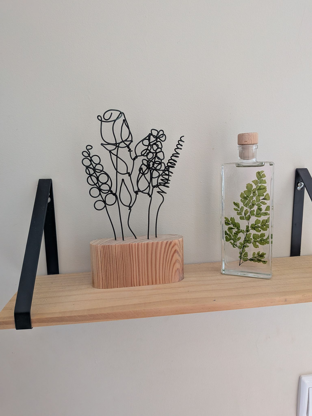 Composition florale - Socle bois