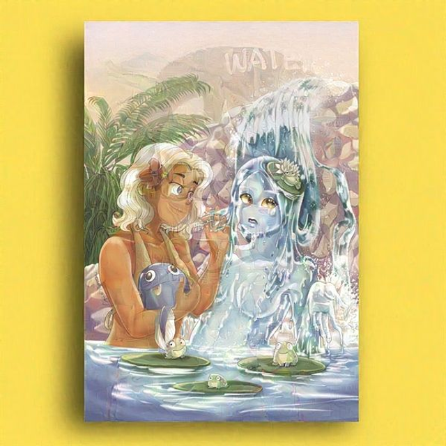 Print Cosmos &amp; Waterfall - Frogs