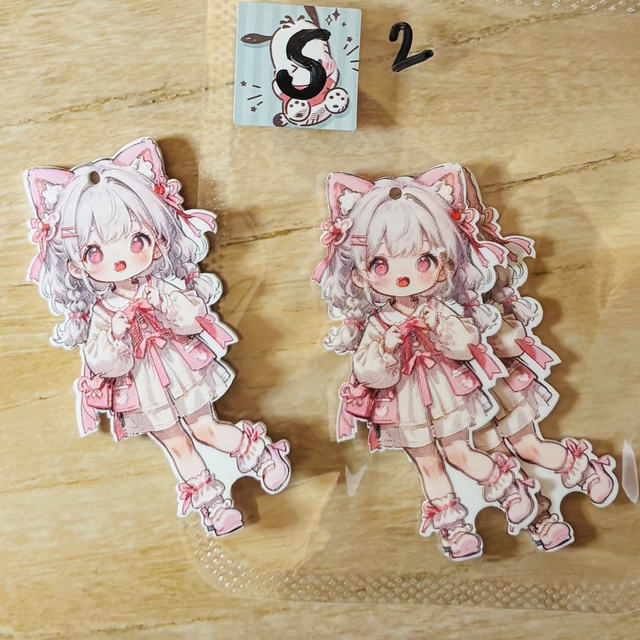 S- 2 lovely anime girl laser print acrylic pendants