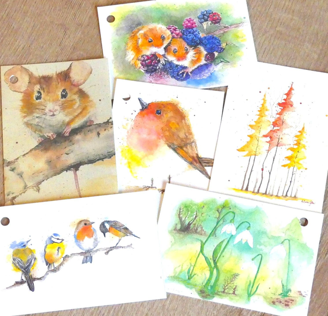 Greeting Gift Tags Mixed x 6 (Lge  10.5cmx7cm)