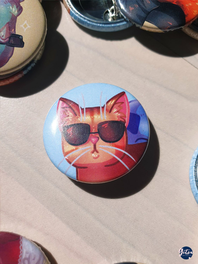 Badge chat lunettes
