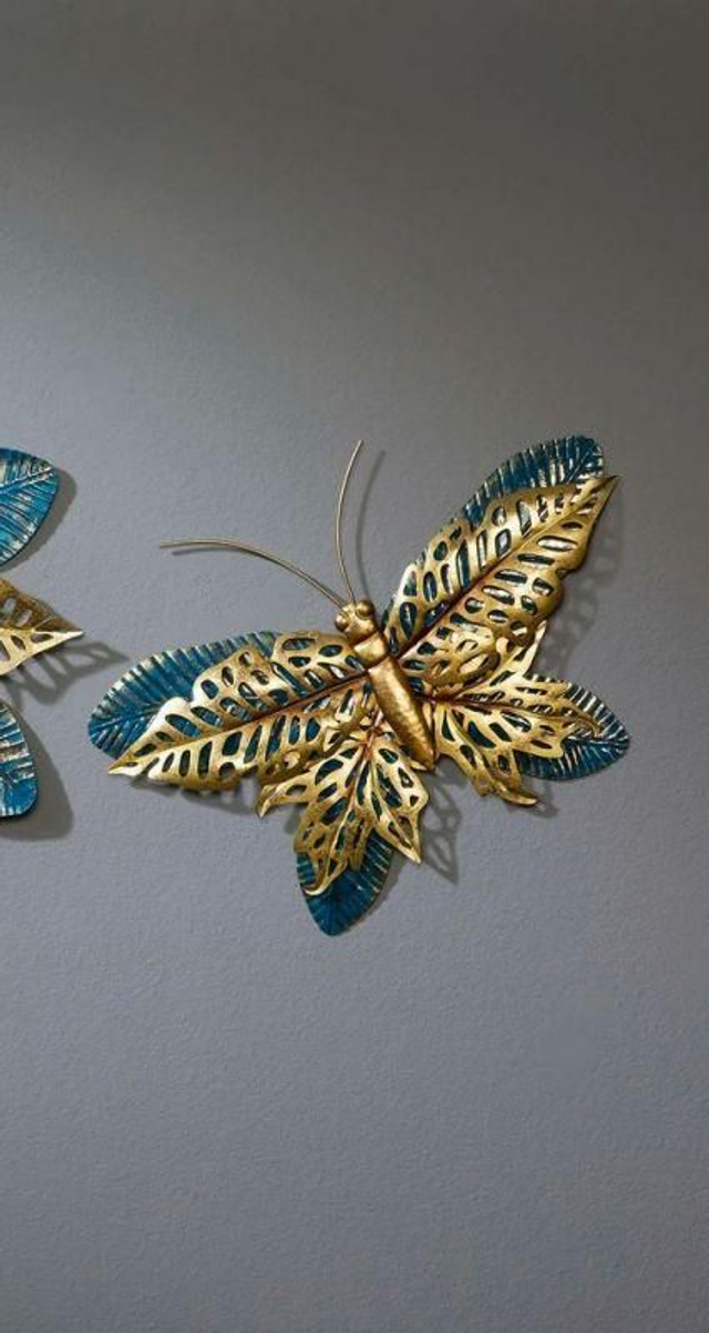 Wanddeko Metall Schmetterling gold