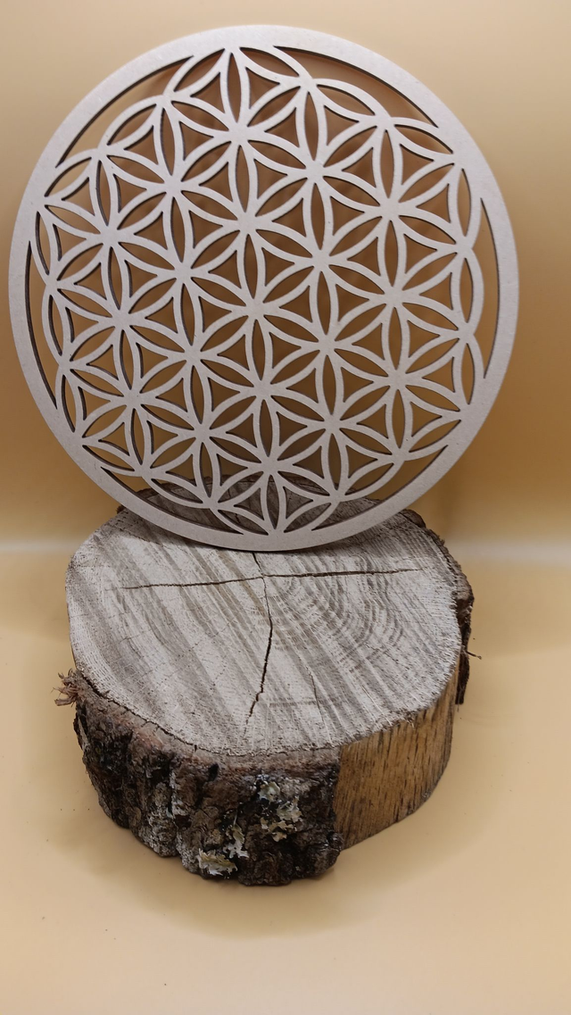 Plaque Fleur de vie sculptée 20 cm