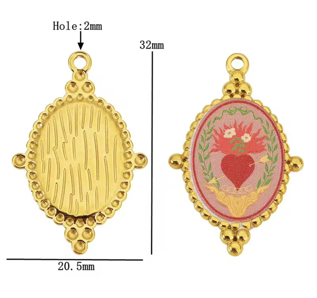 Charm cammeo cuore sacro trafitto 