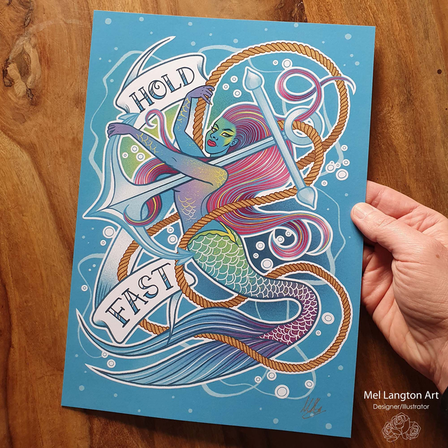 Hold Fast Mermaid A4 Print