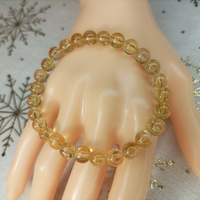 Améthyste Jaune/ Bracelet Boules de 6 mm / Rondes et Polies en Pierres Naturelles