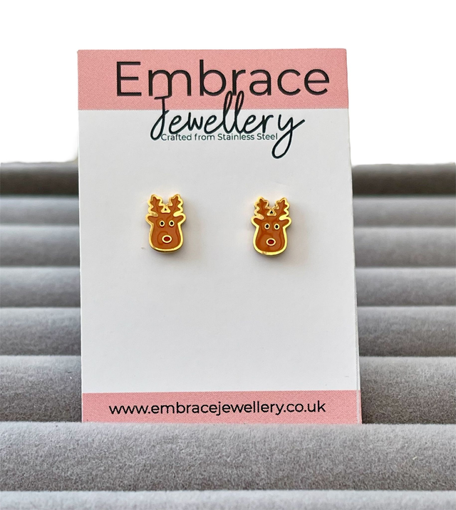 Gold Reindeer Comfort Back Studs