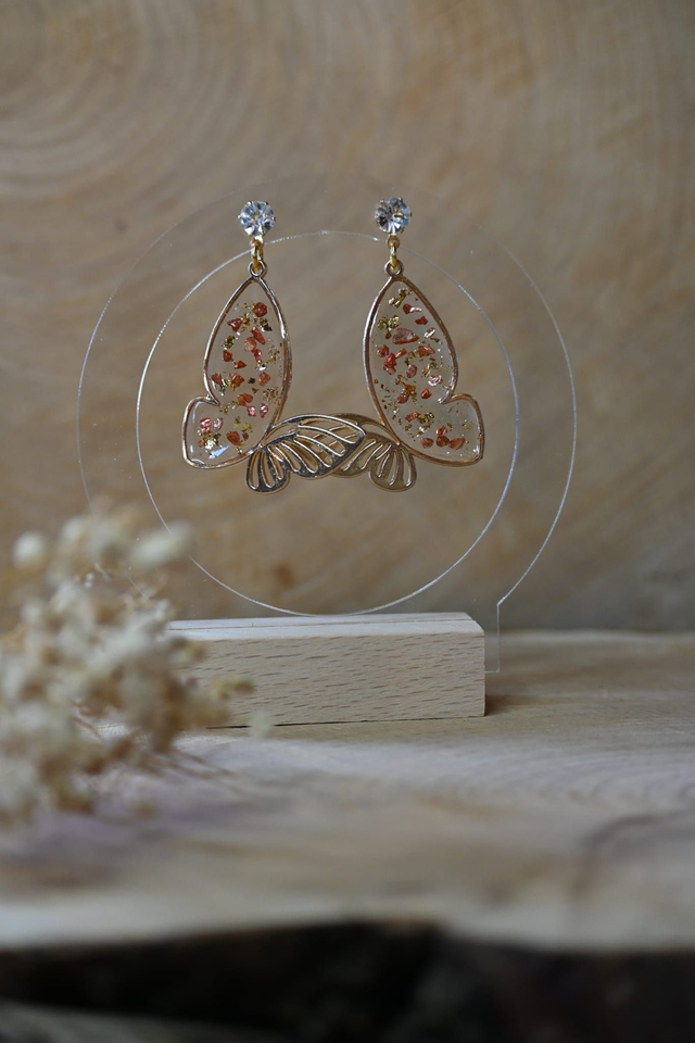 🦋Papill’Or 🦋Boucles d’oreilles en Résine UV - Bronze ✨