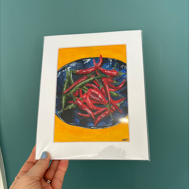Chilli’s in a bowl mounted art board