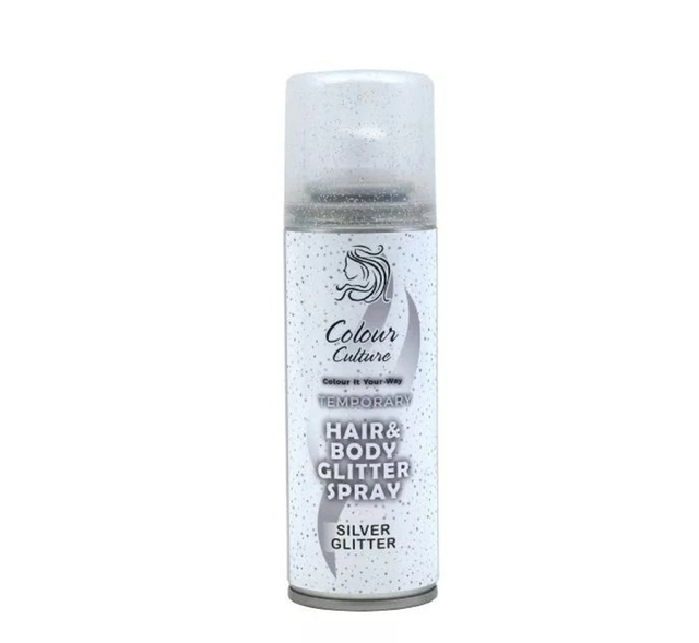 Colour Culture: Hair &amp; Body Glitter Spray - Silver 125ml