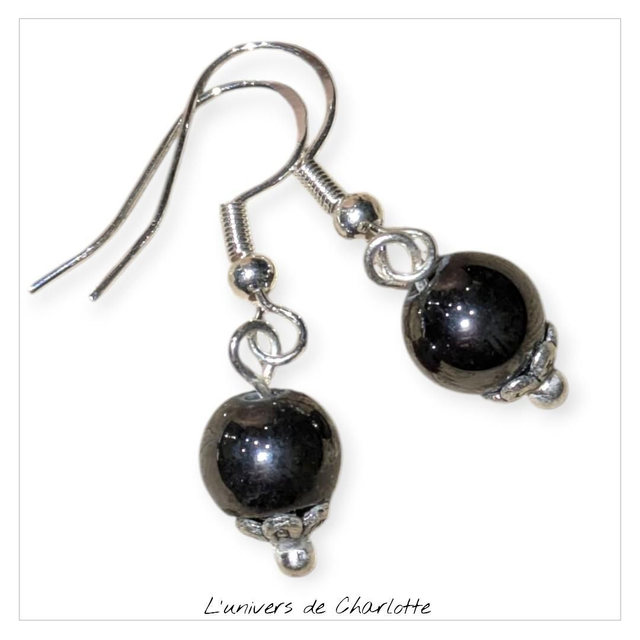 Boucles d&#039;oreilles &quot;Hématite&quot; BO-139
