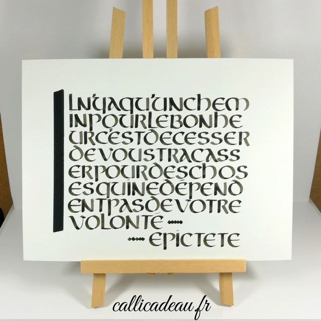 Calligraphie Citation Epictète | Affiche Fait Main