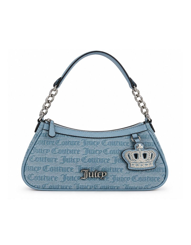 Juicy Couture Cartera de Hombro Diseño Monograma Celeste