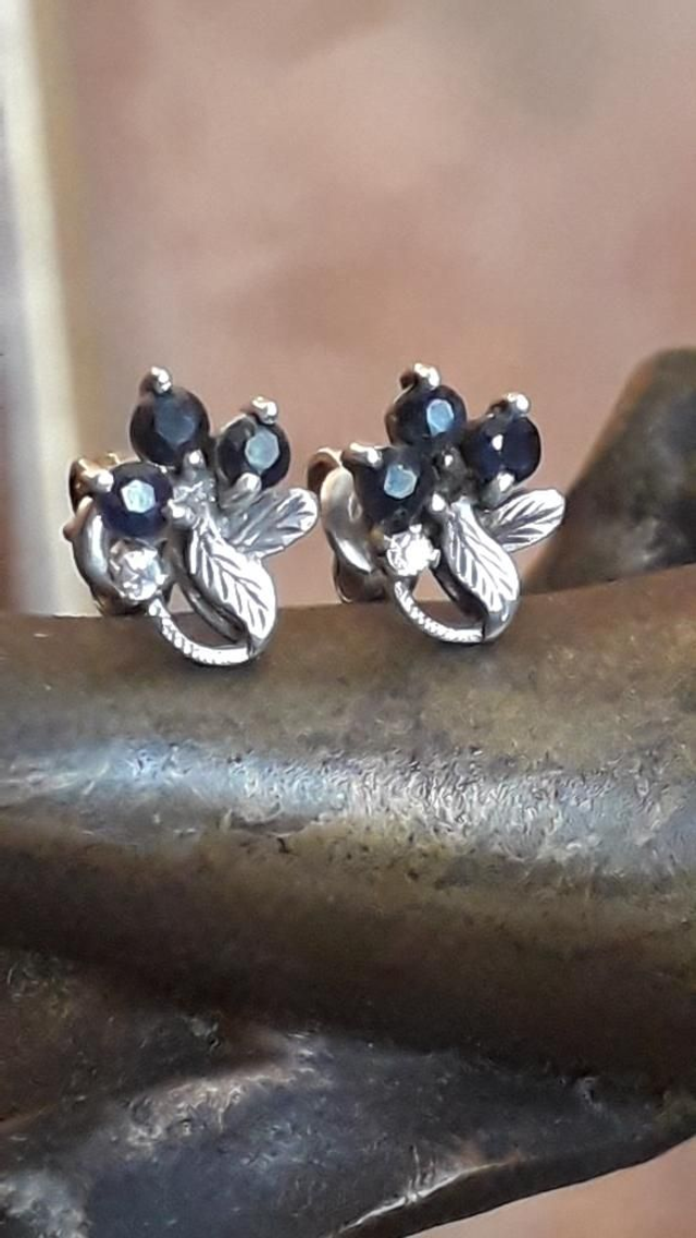 Boucles d'oreilles saphir, argent 925