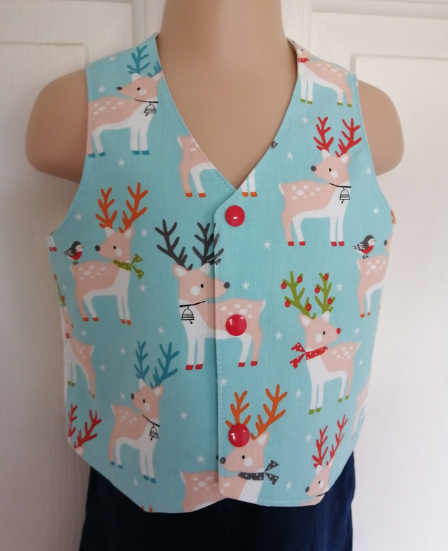 Xmas waistcoat - 12 mth (80 cm). Reindeers