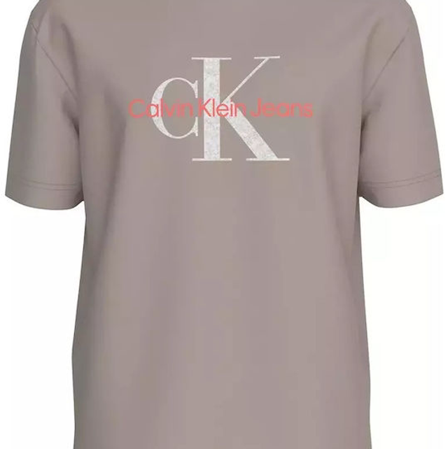 T-shirt Calvin Klein Textured Monologo Gris réf J30J327086-PAN