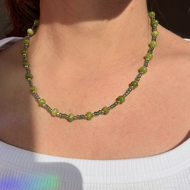 IVY - Green Beaded Choker Style Necklace