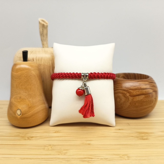 Parure rouge et argenté 2 - Bracelet crocheté rouge