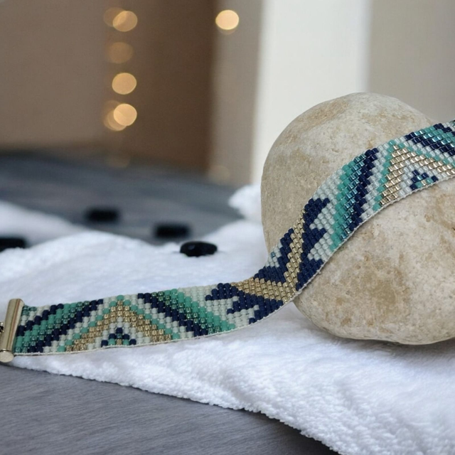 Bracelet ton bleu et argent