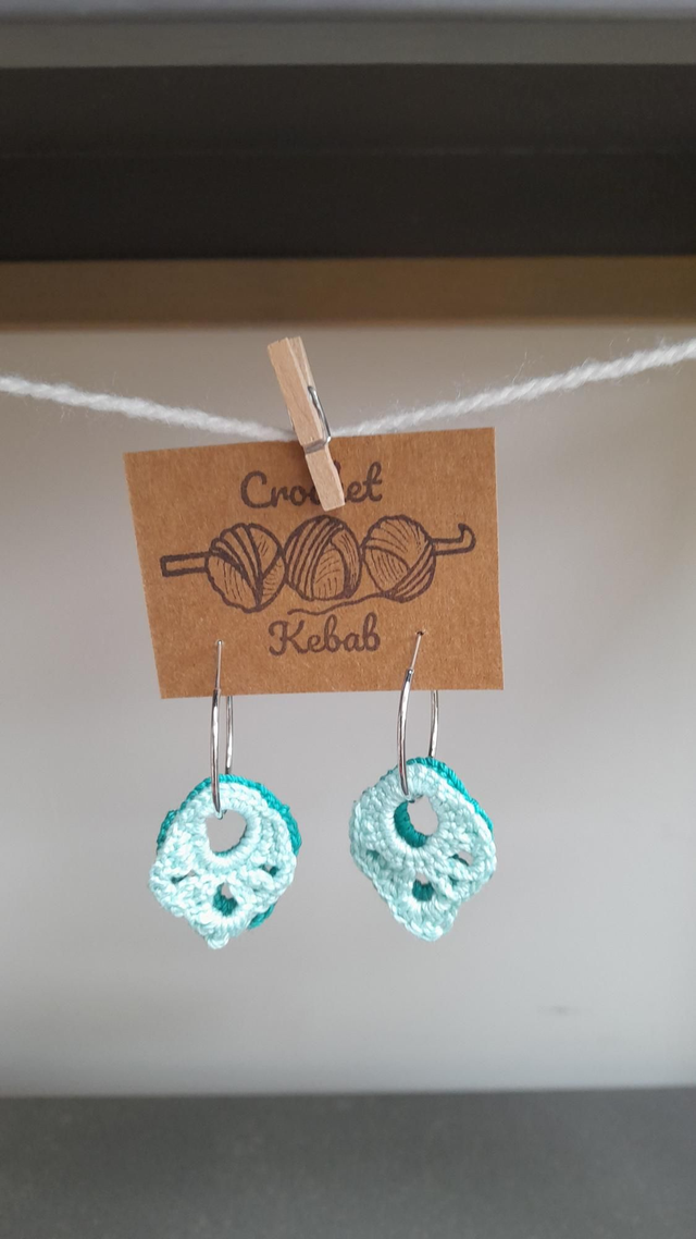 Faith on silver hoop- Pale Aqua &amp; Aqua