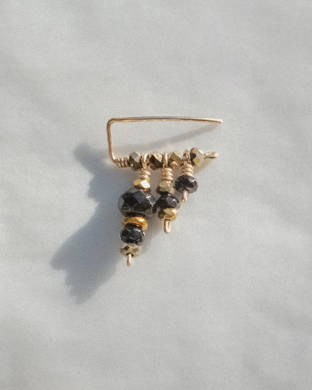 Climber Agates noires, Hématites dorées & Or laminé 14kt