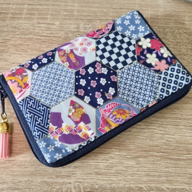 Portefeuille court zippé "Yosetsu" bleu