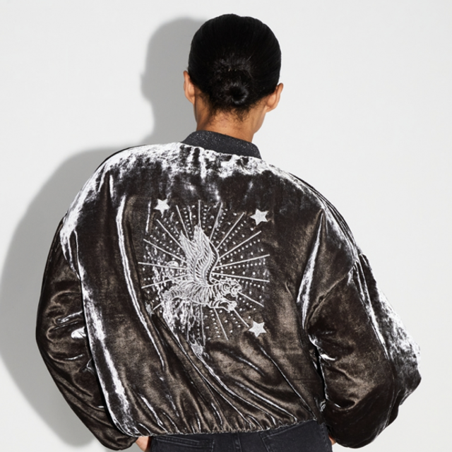 Imprevu Nicki Grijs Gemarmerd Fluwelen Bomber