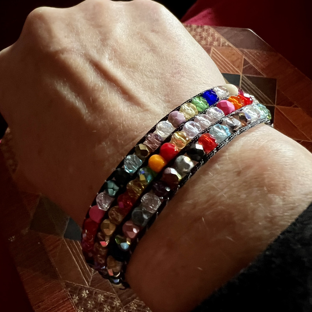 Bracelet manchette 3 rangs Patchwork 