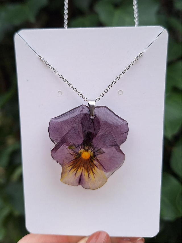Collier petite Pensée • Viola cornuta • argenté 