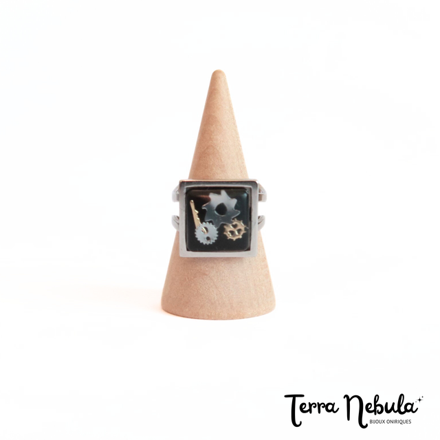 Bague carrée Engrenages | BA021