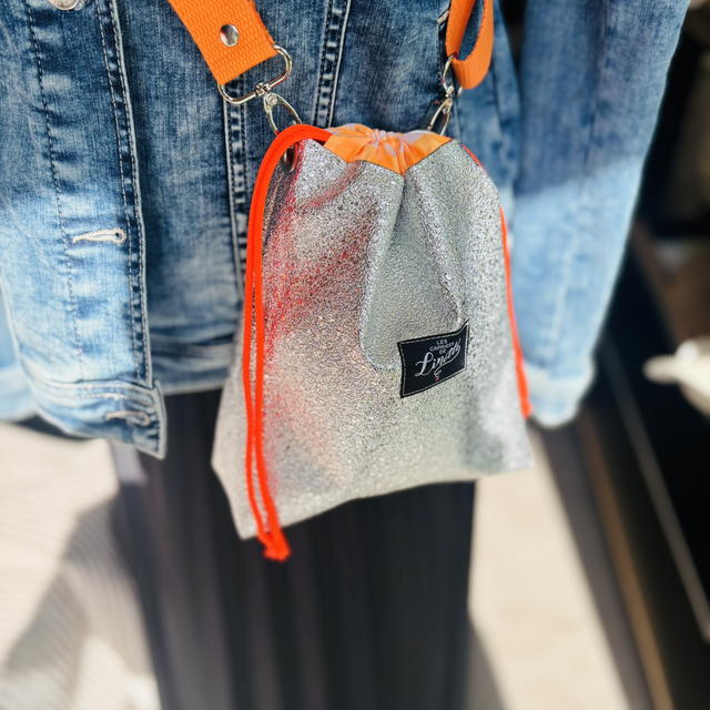 NOMADE SIMILI CUIR ARGENT &amp; FLUO ORANGE 