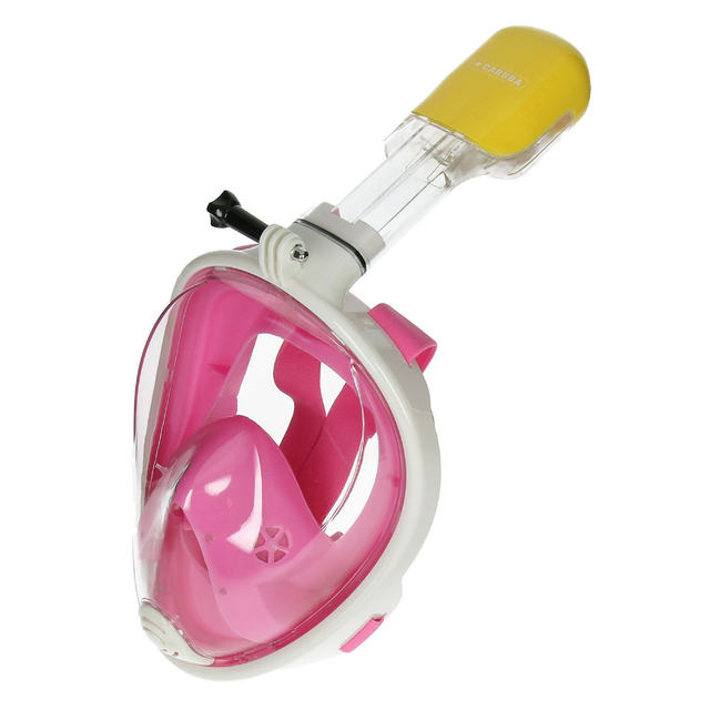 Caruba Full Face Snorkel Mask Dual Air - Afneembaar + Action Cam Mount (Roze - S / M)