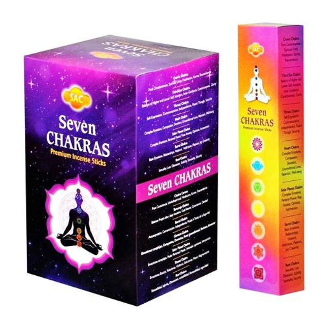 Caja GRANDE  12 uni. Incienso Sac Seven Chakras