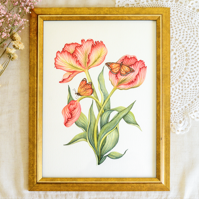 &quot;Pink for Spring&quot; original watercolor painting