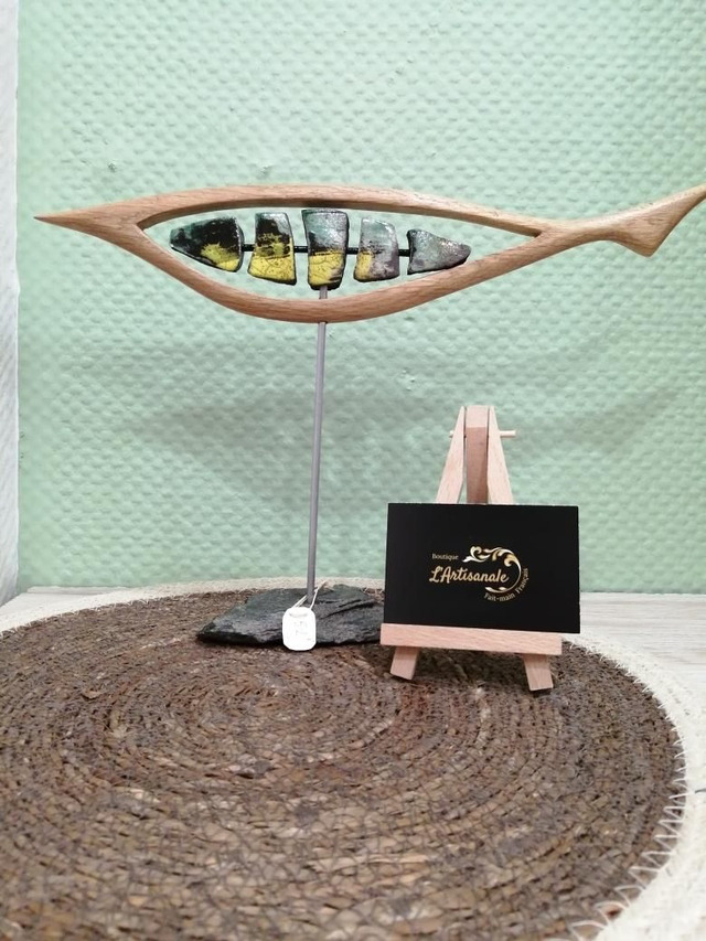 Poisson allongé (espadon haut) bois et céramique