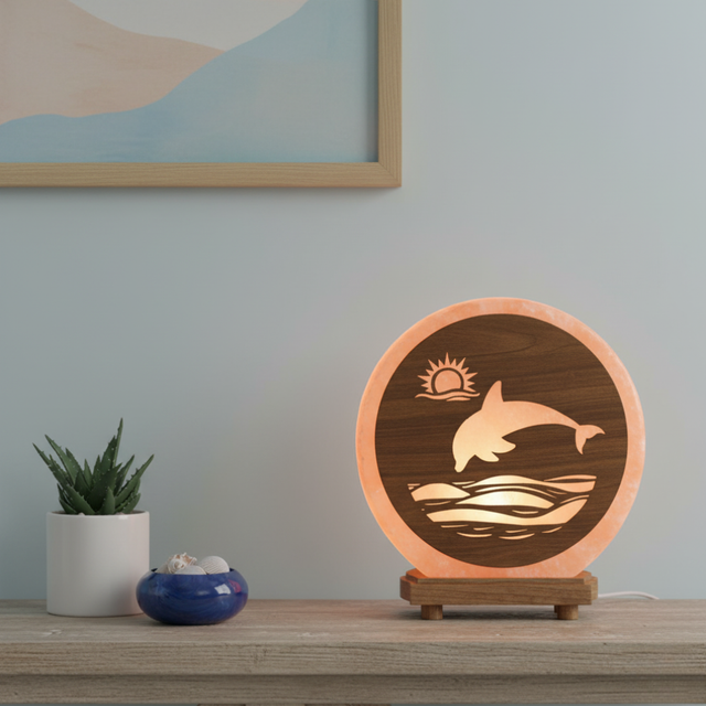 Lampe de Sel d&#039;Himalaya rose à frame -  Dauphin