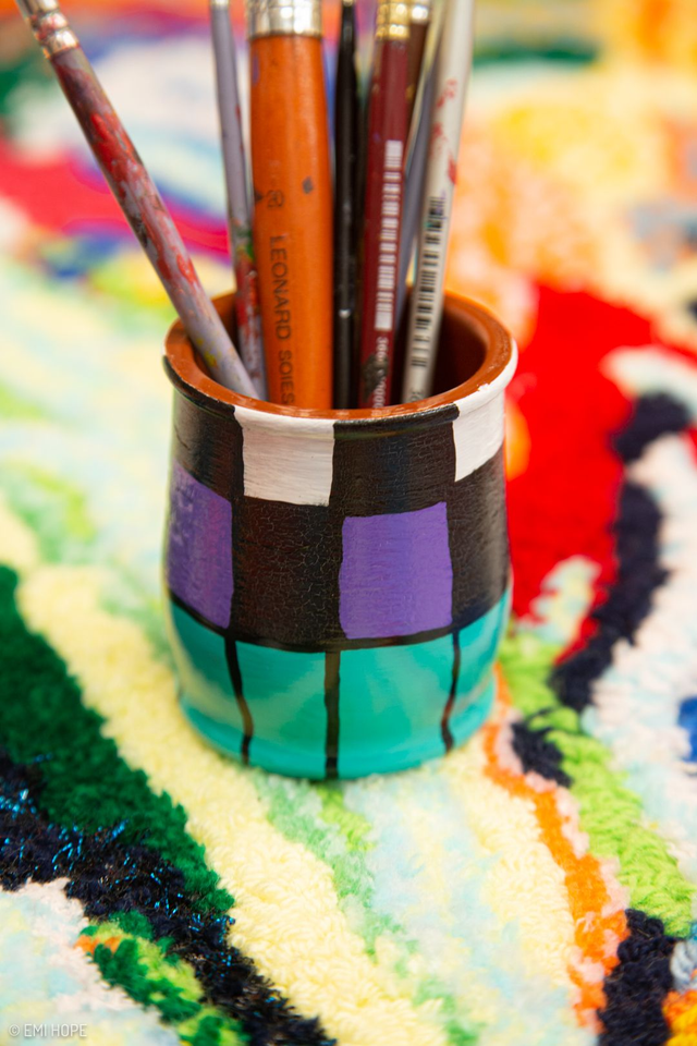 PETIT POT CARREAUX VIOLET