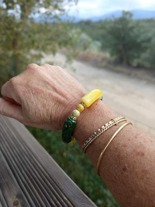 Bracelet perles tubes Arya tacheté Peela Hara