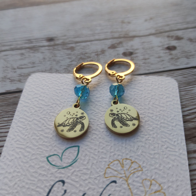 Boucles d&#039;oreilles &quot;Lisa&quot; Tortues gravées