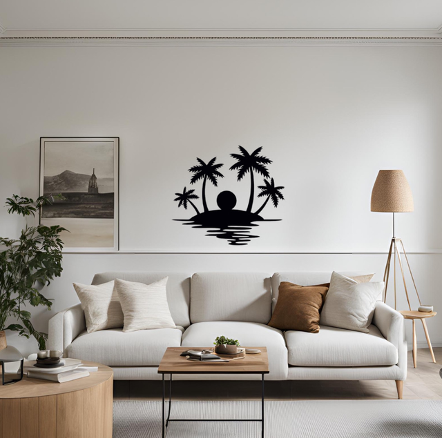 Palmier coucher de soleil (44x39cm)