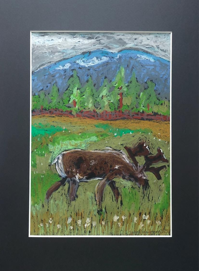 Kaipuun kuvastoa. Öljypastelli paperille. 20×30cm 2025.