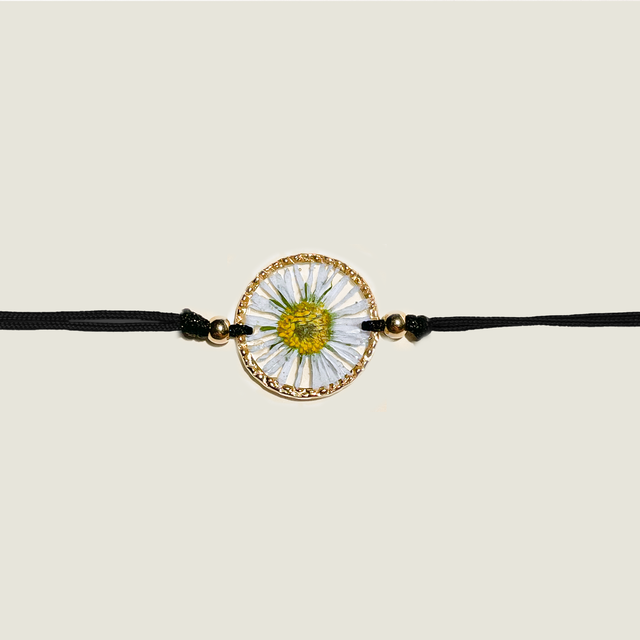 Gänseblümchen Armband Schwarz