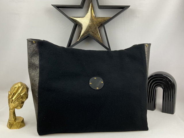 Sac Audacieuse – Feutrine noire &amp; cuir doré