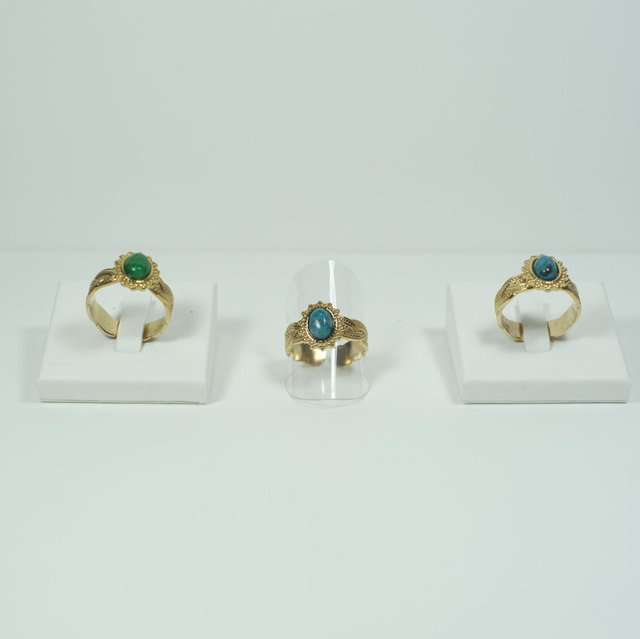 Bague Solitaire Ajustable En Acier Inoxydable Or