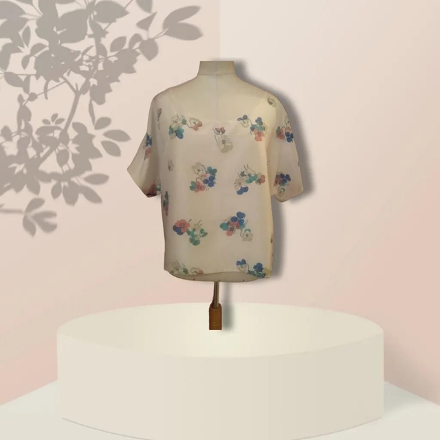 Top Adèle blanc fleuri 