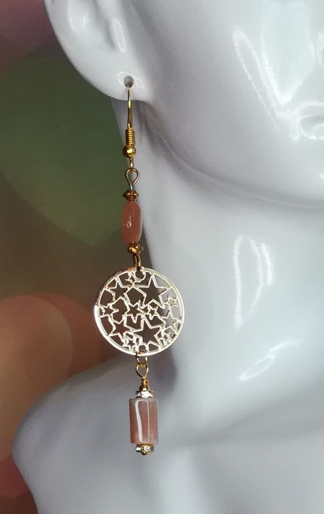Crochets d'oreilles sunstone étoiles