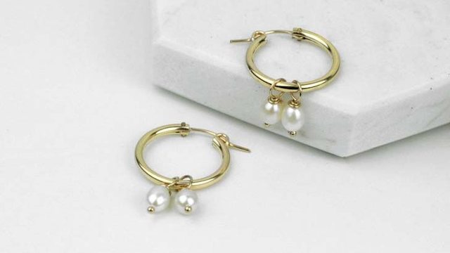 18k Gold-Filled Hoop Earrings with Freshwater Pearls