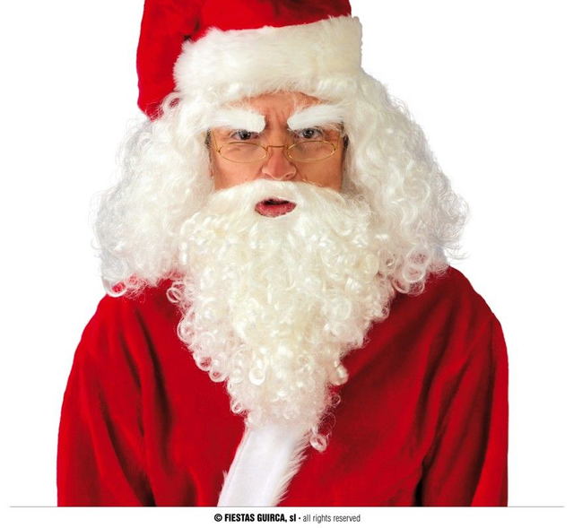 NATALE , PARRUCCA E BARBA LUSSO BABBO NATALE 