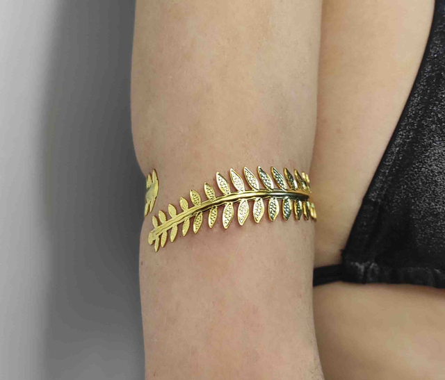Brassard Bracelet de biceps laurier minimaliste or