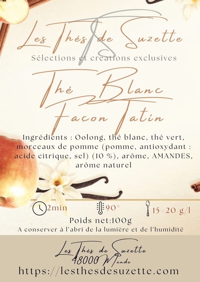 Thé Blanc Façon Tatin - Oolong, thé blanc et vert, pommes